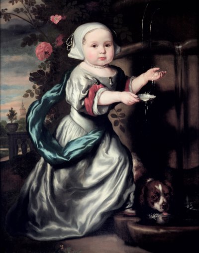 Niña joven en una fuente, 1662 de Nicolaes Maes